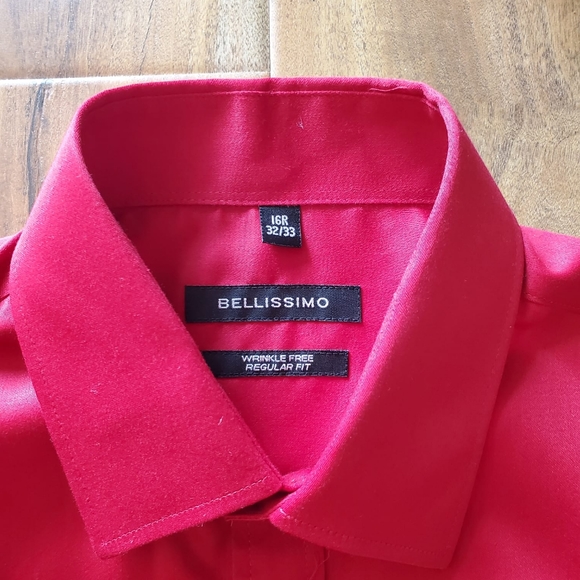 NWOT Bellissimo Men's Dress Shirt - Red 16R 32/33 - Picture 5 of 8